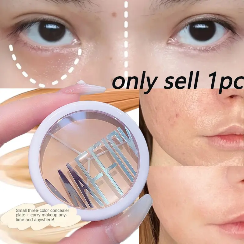 Long-Lasting Trio Concealer Palette, Smooth Gel Finish, Covers Redness, Dark Circles, Uneven Skin Tone, Ideal Gift for Women and Girls, Makeup