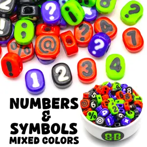 Number + Symbol Soup - Random Mix of Pastel Plastic Letter Beads by Weight