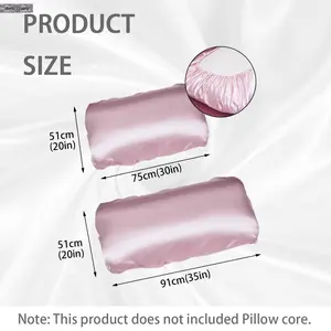 2 Pack Satin Pillowcase Set with Elastic Band – Soft Silky Pillow Cover for Hair & Skin, Anti-Frizz Pillow Protector, Breathable & Hypoallergenic, Perfect for Home, Bedroom, Travel, Sleep & Daily Use