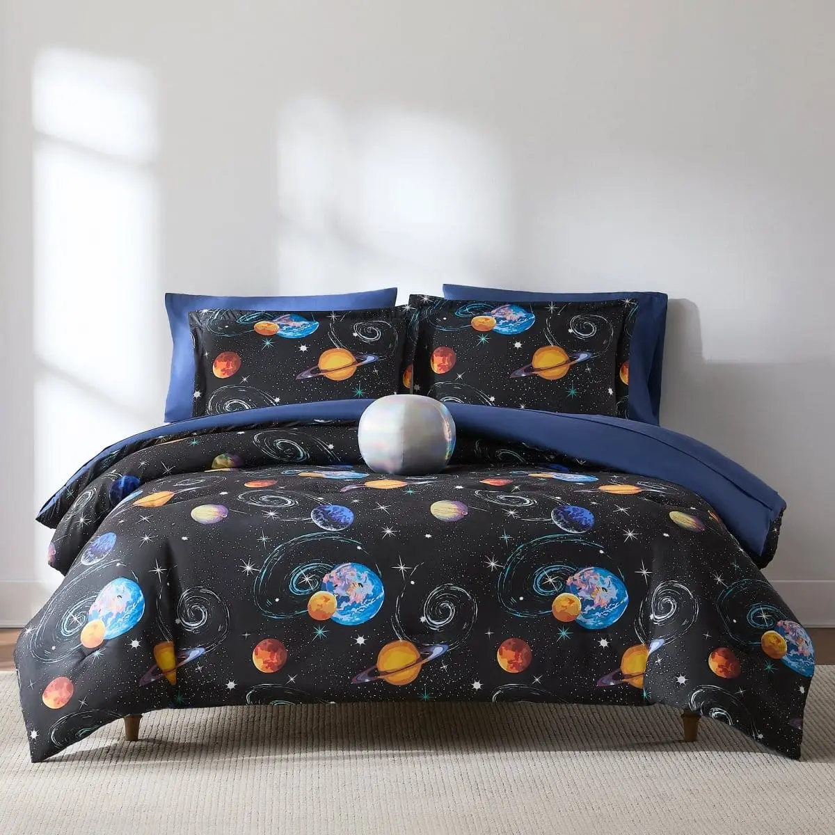 Lush Decor Mysterious Universe All-in-1 Bedding Collection - Space Theme Comforter Set with Kids Sheets, Year-Round Planets, Universe Motif, Machine-Washable Soft Textiles