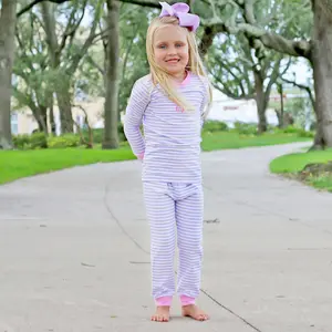Purple and White Stripe Pajamas for Girls - Soft and Cozy