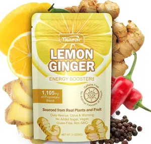 Talcufon Lemon Ginger Blend Superfood Powder with MCT Oil, Turmeric, Ginger, Ture Lemon Powder, Acacia Fiber Powder, Cayenne Powder, Black Pepper Powder All Natural, Caffeine-Free 3Oz (85G)