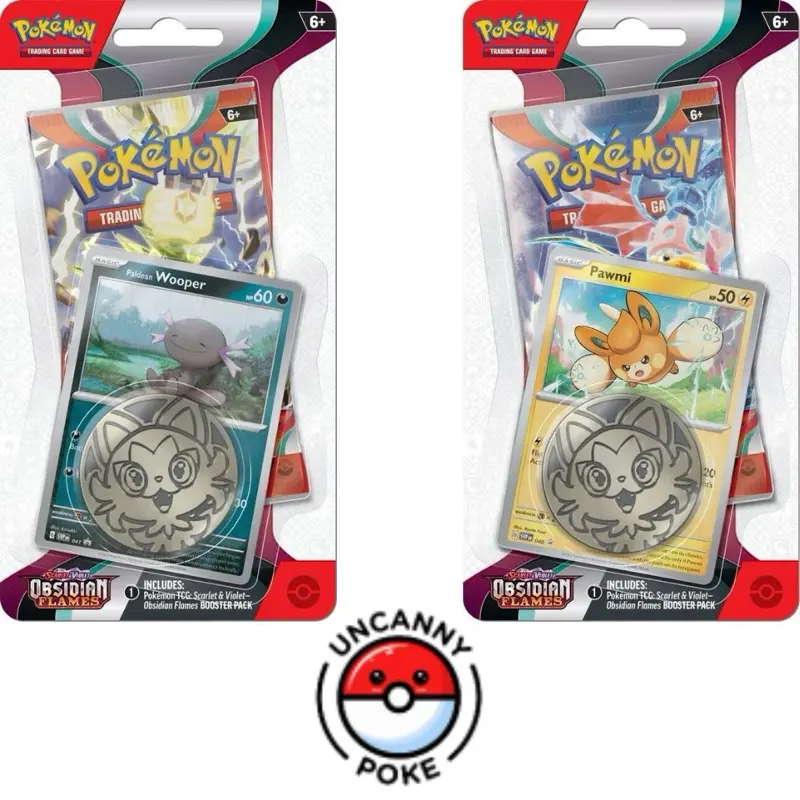 Obsidian Flames Blister Pack, with promo (Pawmi, Paldean Wooper), coin, Pokemon