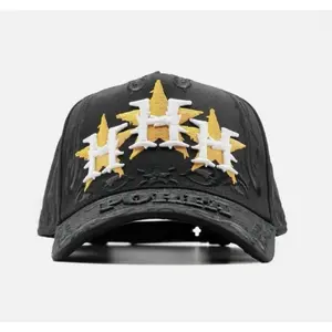 2026  Rude Awakenings x Porfa "Triple H" Snapback Hat – Black Adjustable Streetwear Cap with 3D Embroidery H Logo & Star Design, Premium Hip Hop Baseball Cap for Men Women, Urban Fashion Statement Headwear