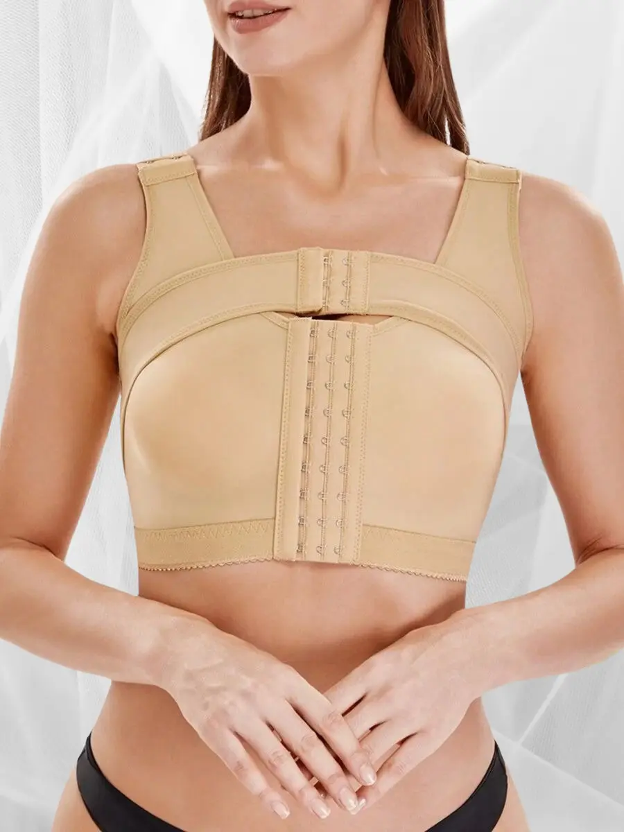 Women's Post-Surgery Front Closure Shaping Bra - Posture Corrector with Breast Support Band, Seamless Compression Shaper Top for Recovery and Everyday Comfort Fabric Fit