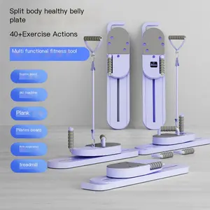 Split Pilates balance board, 40+ exercise movements, multifunctional fitness tool, (abdominal board, ski machine, plank support, Pilates board, arm trainer, walking machine, tension rope, push-ups), USB charging (timing, counting, calorie counting)