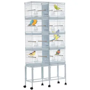 Garvee Bird Cage 170.2 cm, Extra Large Budgie Cage, Wrought Iron, with Rotating Stand, for Parakeets, Cockatiels, Conures, Lovebirds, Parrots