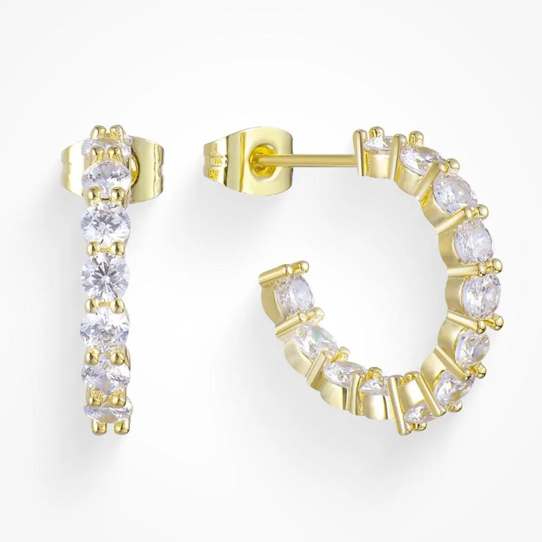 EVRY JEWELS Women's High Quality Gold or Silver Plated Hypoallergenic Earrings - Earrings Gold Hoops, Hoop Shape, Hand Set, Bling Effect Costume Jewelry