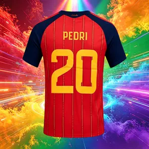 2026 Spain Home And Away Red And White 19# Lamine Yamal 20# Pedri Short And Long Sleeve Soccer Jersey Fans Version