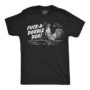 Mens Funny T Shirts F*ck A Doodle Do Sarcastic Rooster Graphic Novelty Tee For Men Mens Funny T Shirts Cool Vintage Fashion T-Shirt Gift Classic Menswear Funny Animal Short Sleeve Novelty Tees for Guys Black -