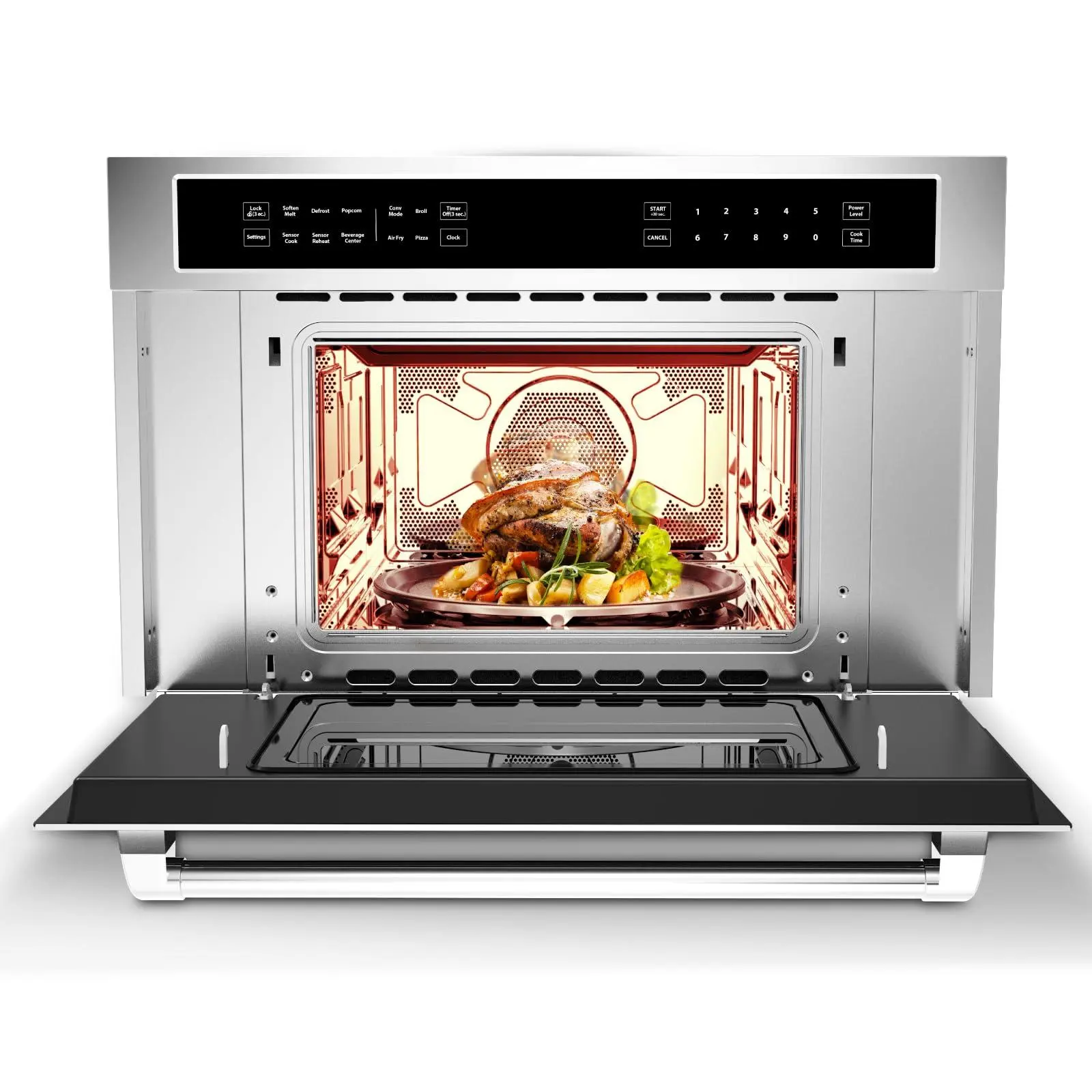 Gaomon 30 In Built-in Microwave Convection Oven with Air Fryer - 1700W Power, 1.6 Cu Ft Combination Oven, Drop-Down Door, Touch Controls, Child Safety Lock, 10 Cooking Modes for Modern Kitchens