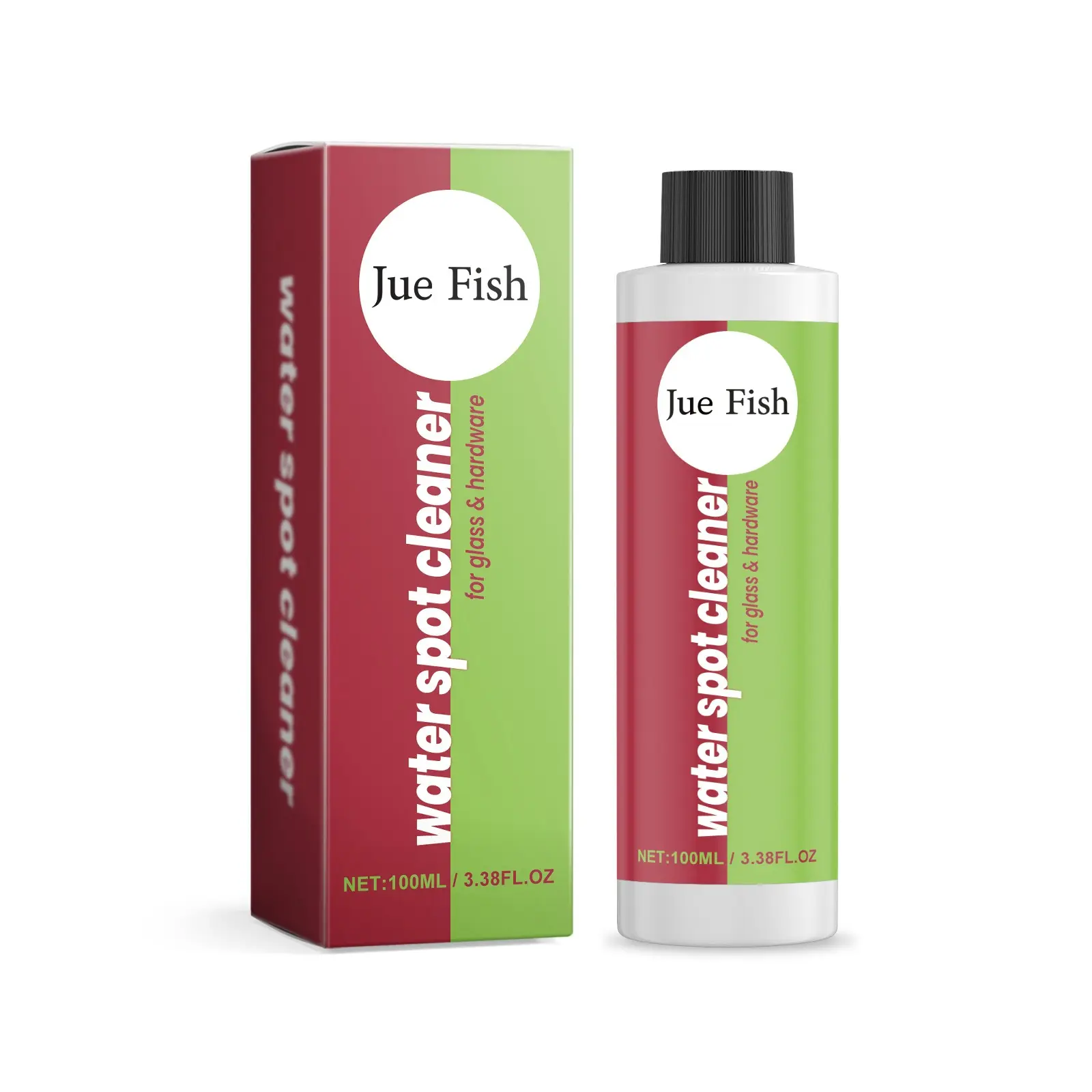 Jue Fish 100ml Glass Cleaner, Household Water Stain Remover for Glass Doors, Bathtubs, Tiles - Easy to Use, Targets Limescale, Grime