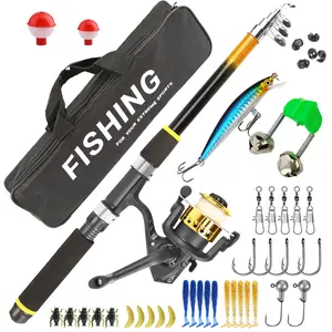 Professional Telescopic Fishing Rod Combo – Reel, Hard & Soft Lures, Porcelain Guide Rings – All-in-One Kit for Fresh & Saltwater