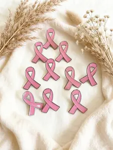 Breast Cancer Awareness Bow Brooches Set of 10, Unique Accessories for Women and Girls, Perfect Gift or Personal Style Statement