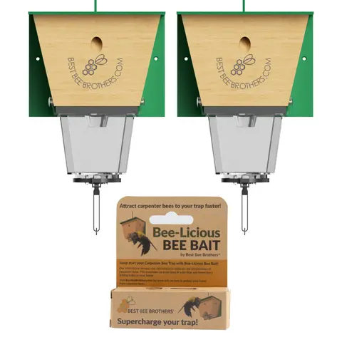 COMBO #2 - 2 Ultimate Pro Carpenter Bee Traps with Bee Vault and 1 Bee-Licious Bee Bait