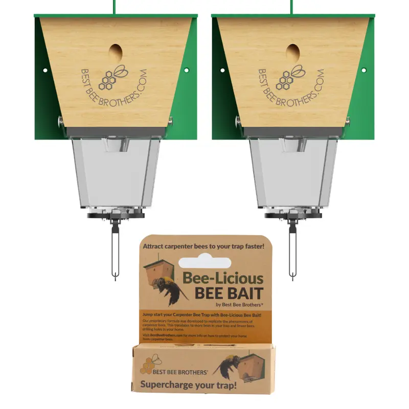 COMBO #2 - 2 Ultimate Pro Carpenter Bee Traps with Bee Vault and 1 Bee-Licious Bee Bait