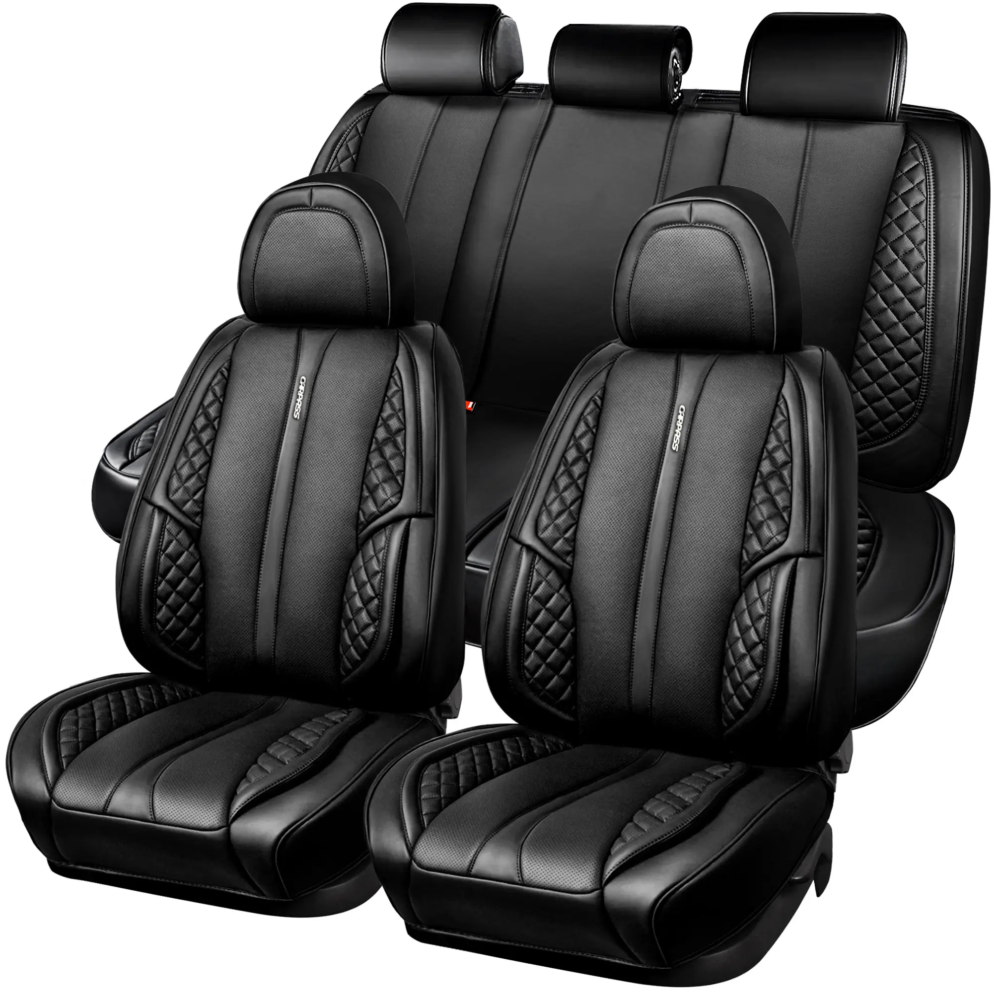Black-5 Seats Nappa Leather Car Seat Cushion