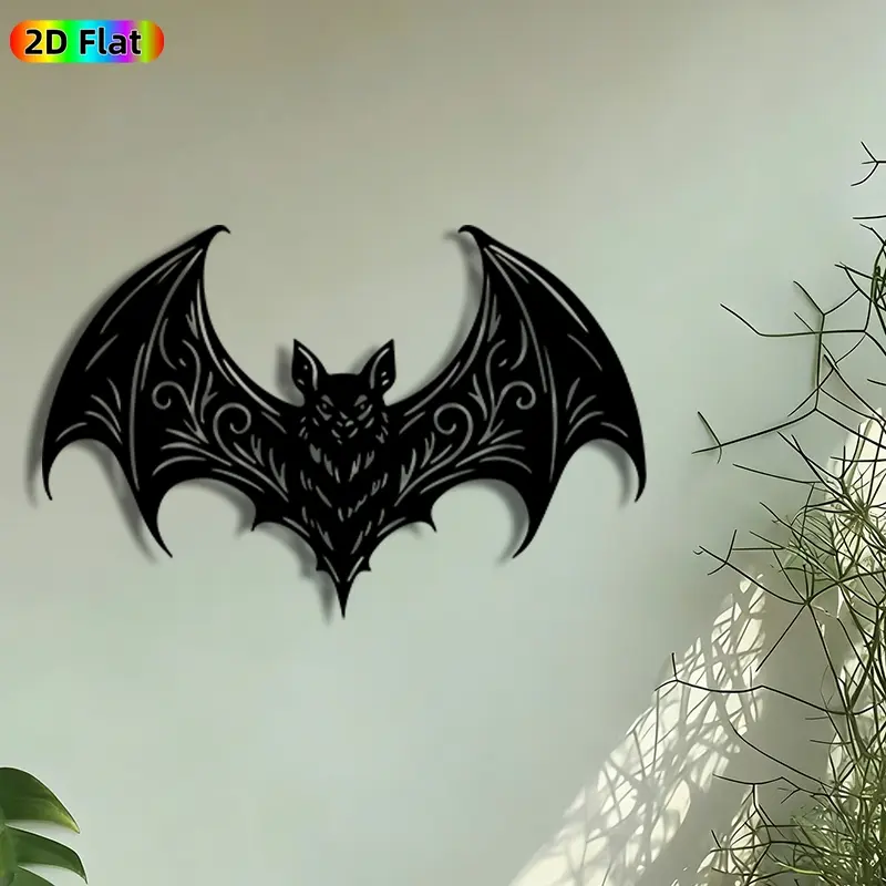 1pc Gothic Bat Metal Wall Art, Ornate Bat Statue Mural, Decoration, Decorative Artwork, Metal Design, Intricate Craftsmanship, Perfect for Halloween, Gothic Party Decor, Home Decor, Ideal Gift for Gothic Decor Enthusiasts