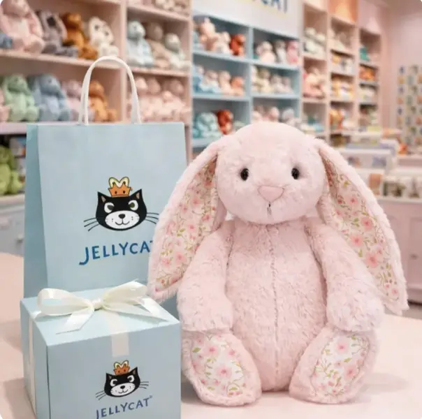 Jellycat Floral Ear Bunny Plush, Cute Bashful Rabbit Stuffed Animal, Soft Bunny Toy with Flower Ears, Baby Gift, Birthday Gift, Easter Plush