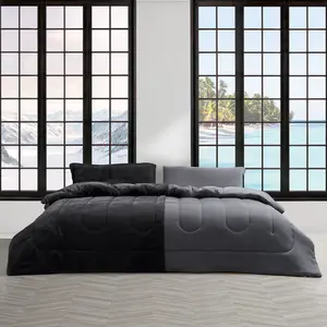 Opposites Attract - Coma Inducer Oversized Comforter Set - Plush Volcanic Gray + Cooling Thunderstorm Gray