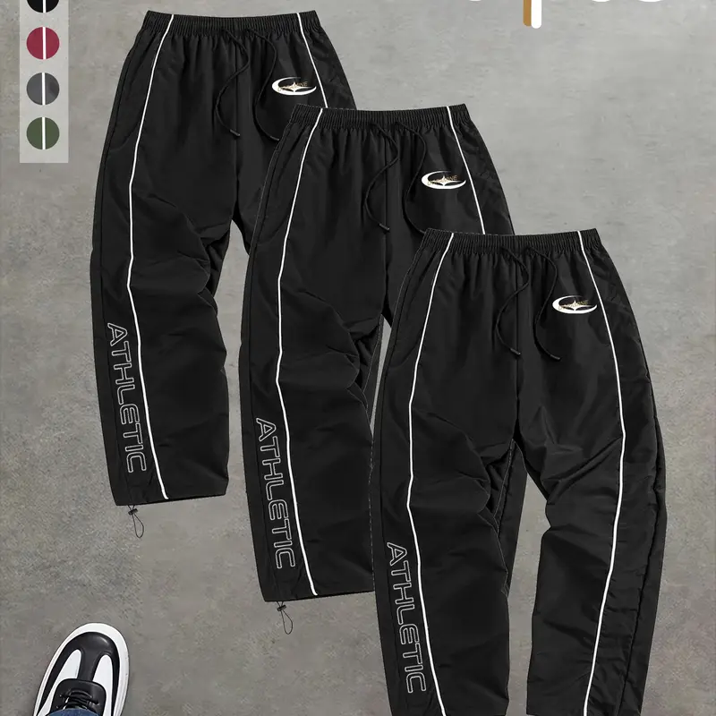 Men's Sporty Jogger Pants, Loose Fit Striped Design, Elastic Waist with Pockets, Casual Street Style, Suitable for All Seasons, Sports Jogging Wear, Athleisure Casual Bottoms
