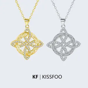 KISSFOO Circle Celtic Knot Necklace Women Symbolic Protection Witch Knot Accessory