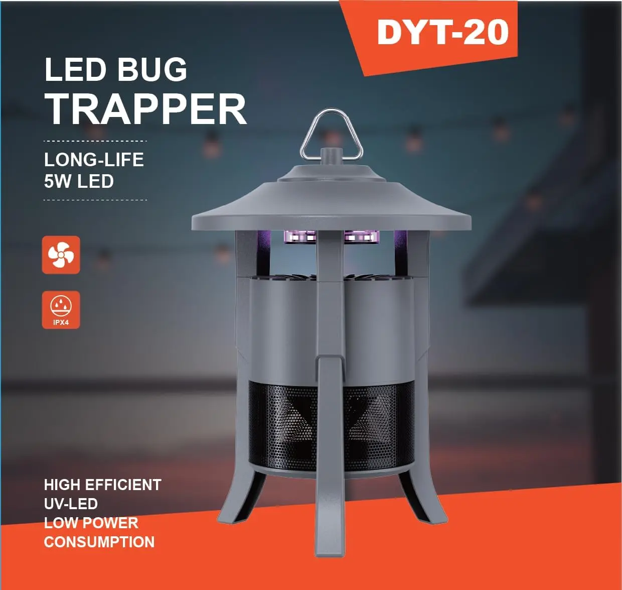Electronic Mosquito Zapper - Plug-In Compact Lamp-Shape Household Electronic Pest Control Device, Eco-Friendly Chemical-Free Plastic, UV Attraction LED UV Bug Lure, Low-Noise Indoor-Outdoor Insect Killer