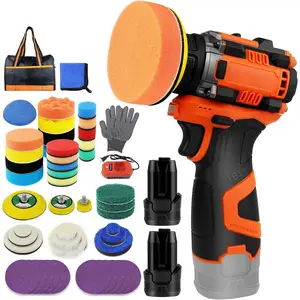 Brushless Cordless Polisher, 2 Variable Speed Mini Buffer Polisher (0-500/0-3000 RPM), 2 count 3.0Ah , 1/2/3" Backing Pads, 52 Accessories, Small Sander for  Detailing/Buffing/Sanding/Waxing