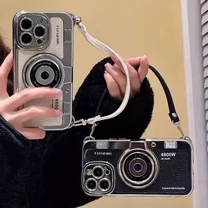 Phone Case - Retro Camera Case for Iphone 15 Pro Max, Compatible with Cases for Iphone 14, Includes a Strap for Iphone 13, Fully Protective Against Drops for Iphone 12 Pro