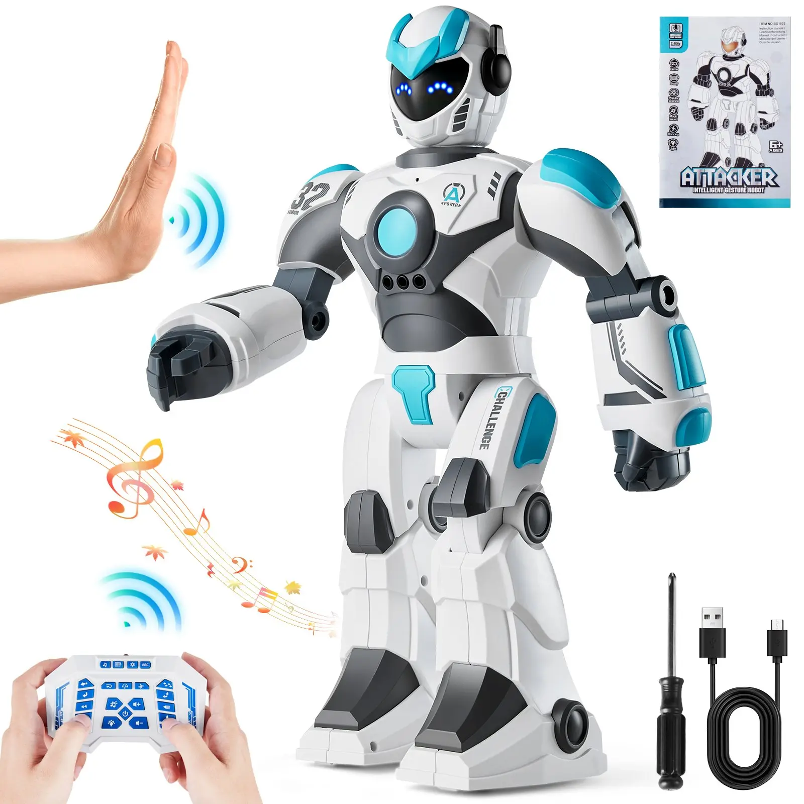 【summerfinds】VEVOR Unisex Smart Movable RC Robot Toy - Talking, Dancing, Gesture & Voice Control, Programmable, Sturdy, Creative Electric Toy for Kids, Smart Robot, Movable Robot
