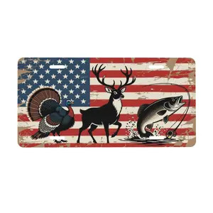 6x12 Standard Size Aluminum Hunting License Plate - Wilderness Theme, Easy Installation, Personalized Vanity Tag for Truck, SUV, Hunter Gift with Selectable Background
