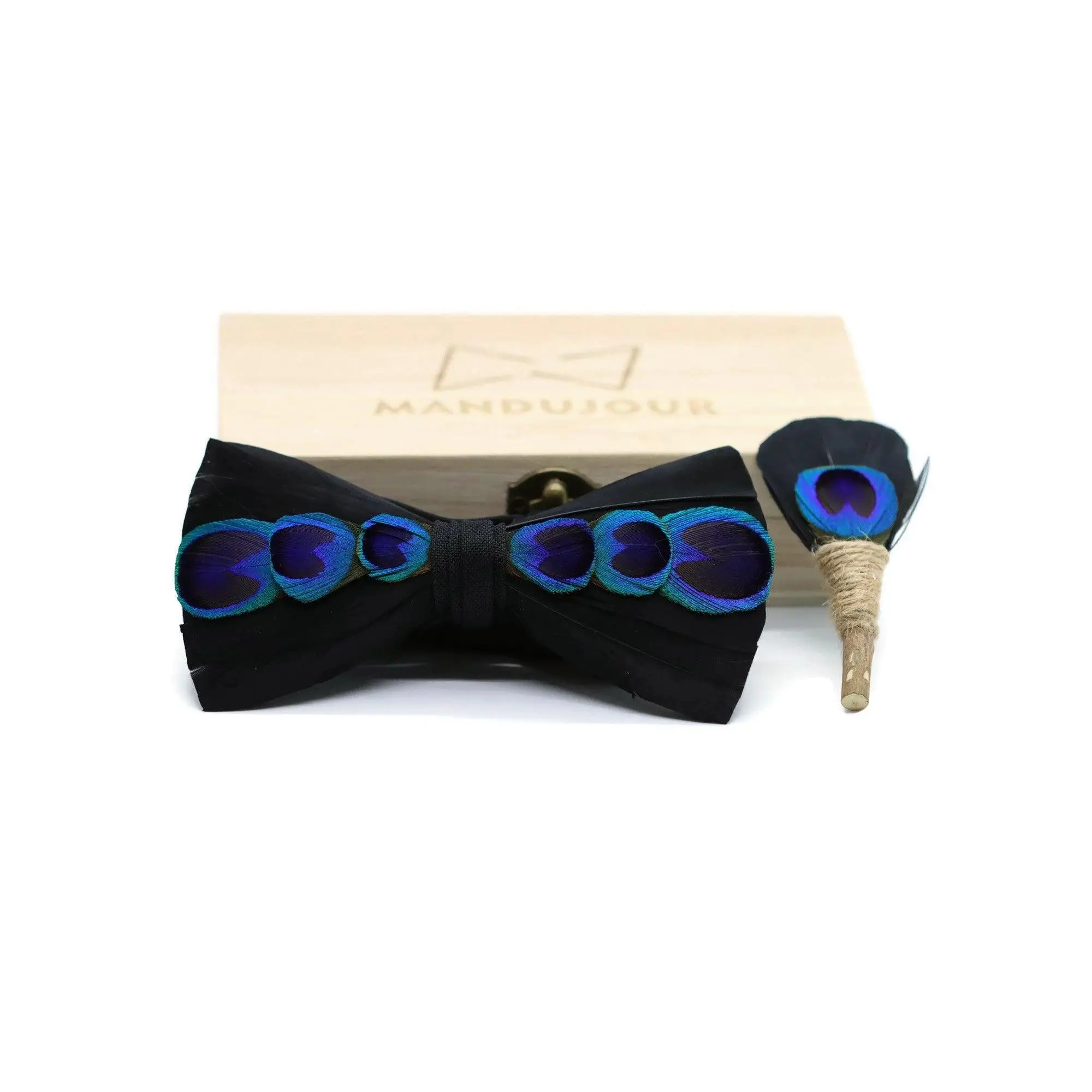 New York Feather Bow Tie & Lapel pin set
