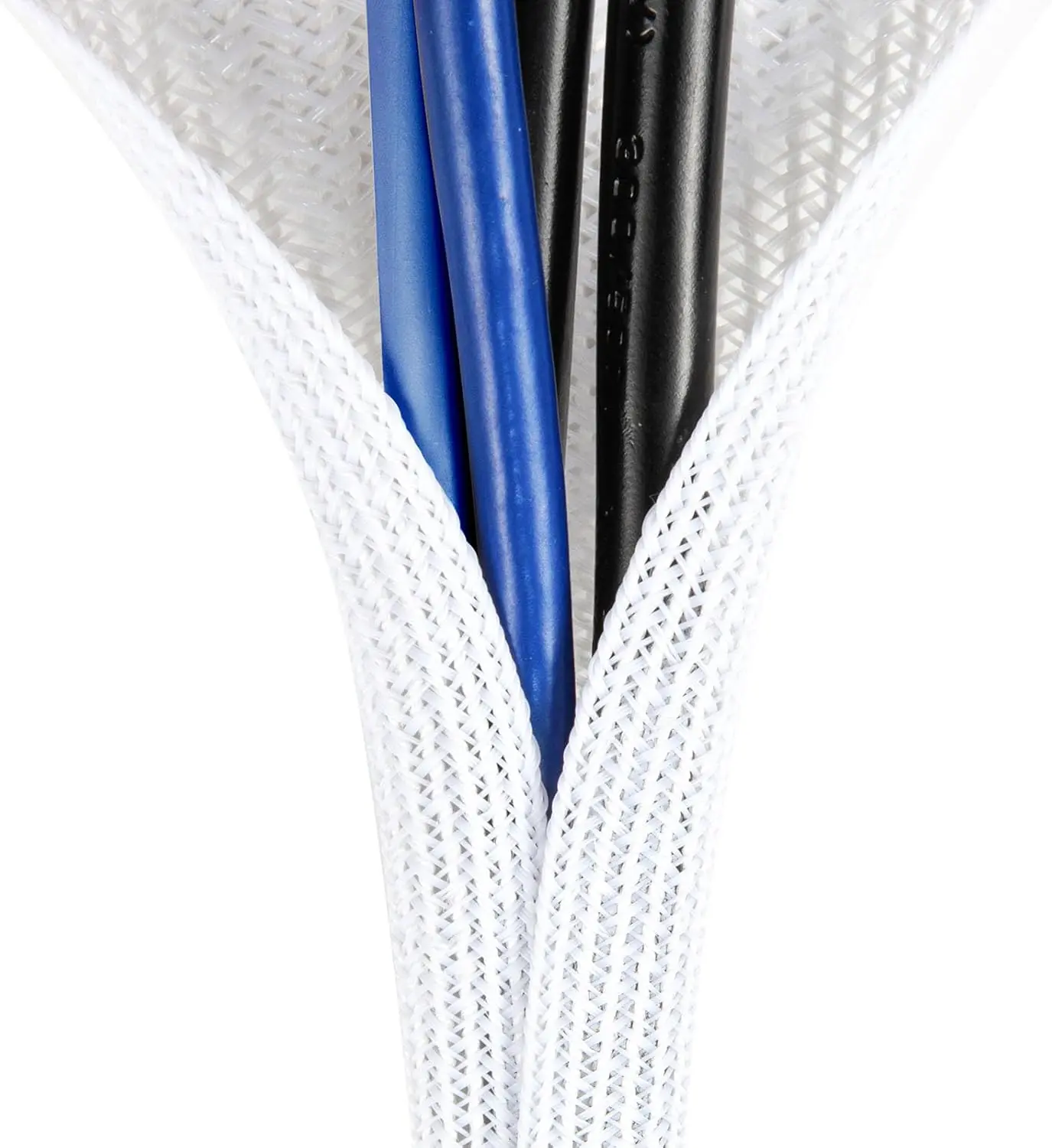 Sleeve Cover, 6.6ft - 2/3 inch Desk Cord Organizer  Hider,  Office Wire Management Computer TV Wire Loom Tubing, Pet Proof Cord Protector, from   Chewing, White
