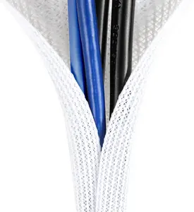 Sleeve Cover, 6.6ft - 2/3 inch Desk Cord Organizer  Hider,  Office Wire Management Computer TV Wire Loom Tubing, Pet Proof Cord Protector, from   Chewing, White