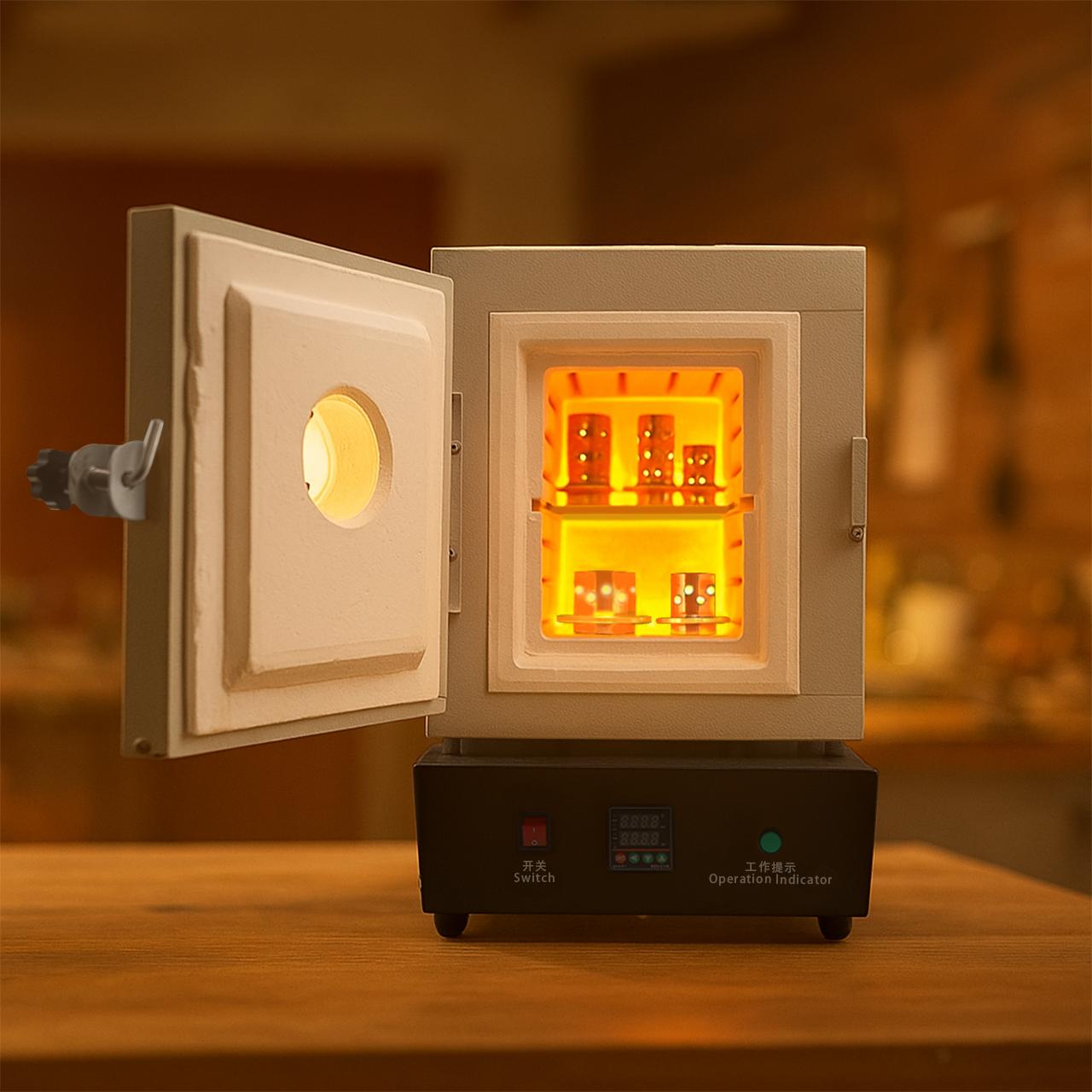 110V Jewelry Melting Furnace with Viewing Window - Digital Thermostat Oven with 6mm Insulation Board