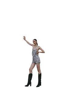 Angie Women's Beaded Sleeveless Romper - B5251-Asis Silver