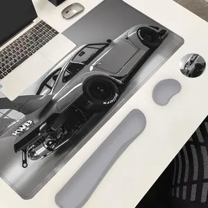 Car Theme Mouse Pad Set, Mouse Pad & Keyboard Wrist Rest & Mouse Pad & Coaster, Ergonomic Wrist Support, Non Slip Mousepad, Waterproof Mouse Pad for Home Office Gaming