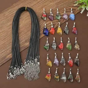 10pcs of Glass Pendant Necklace Set with Thousands of Colors -5pcs Pendants+5pcs Necklaces, Suitable for Daily Wear and Gifts, Handmade DIY Jewelry