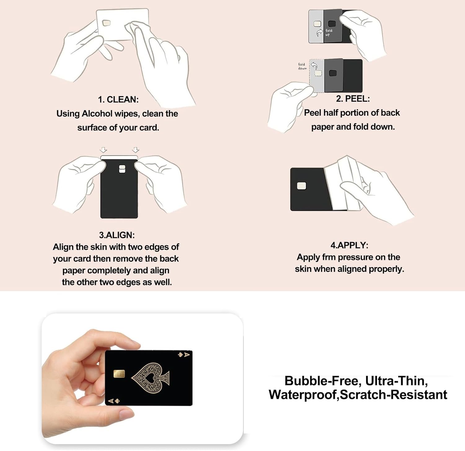 Credit Card Skin Stickers, Funny Debit & Credit Card Cover Decal, Waterproof Vinyl Card Wrap, Removable Scratch-Resistant Stickers for Bank, ID, EBT & Transport Cards, Poker Design, 5 Pack