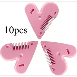 10pcs  Shaver comb, heart-shaped manual hair cutting comb, used for styling and cutting thick and thin hair