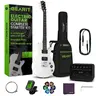 GearIt Valley Series 39-inch Country Single-Cut Wood Tonewood Electric Travel Guitar Kit - 24 Months Support, 10W Rechargeable Bluetooth Amp, H-H Pickups, 3-Way Pickup Switch, Coil Split, 5mm Gig Bag, Portable Accessory Set, Diecast Tuners