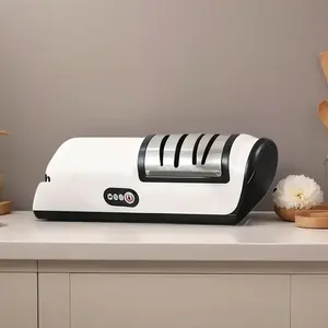 USB Rechargeable Electric Knife Sharpener – 2-Stage Automatic Blade Sharpening & Polishing Tool for Kitchen Knives, Fast Edge Restoration, Portable, Lightweight