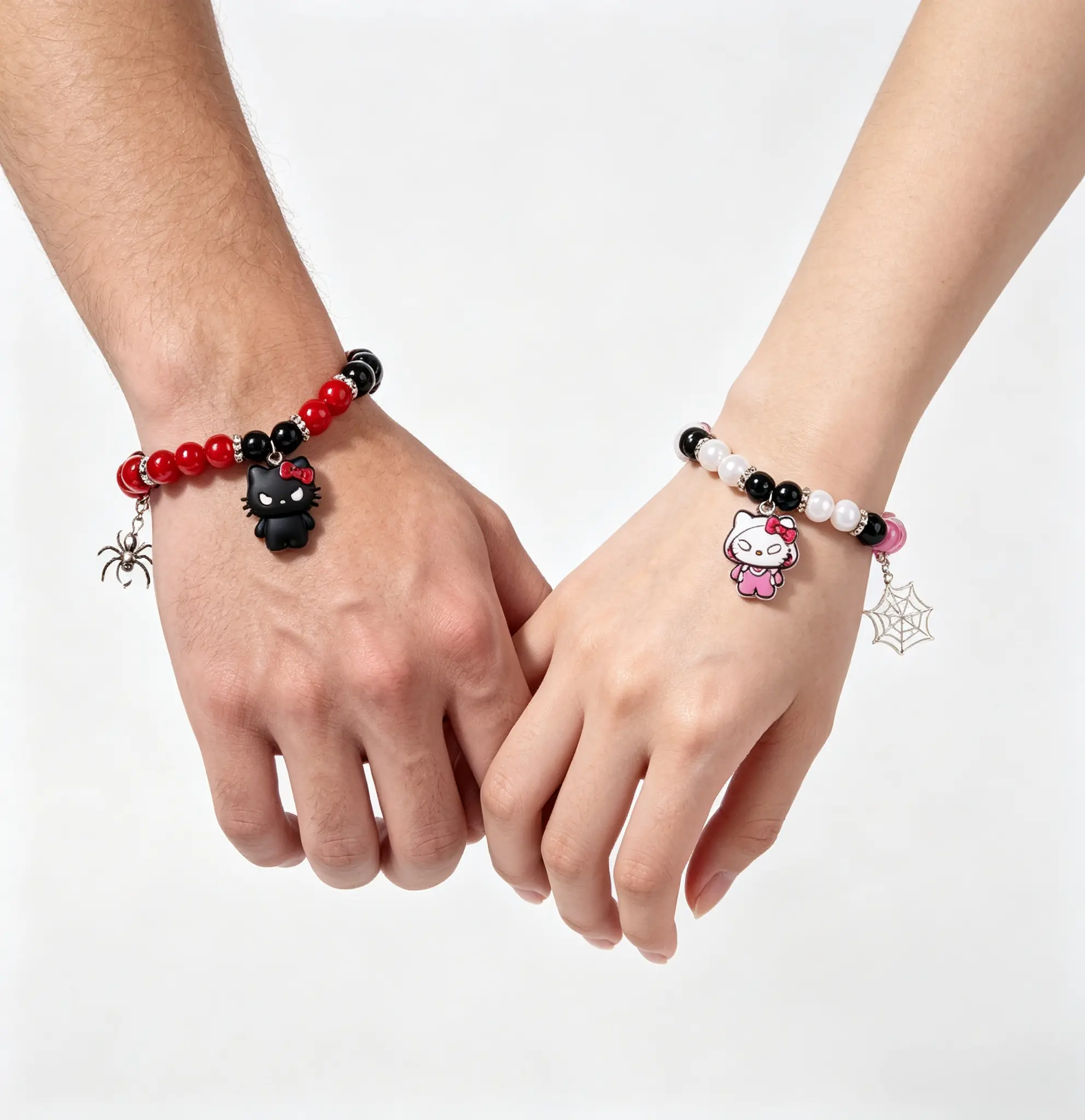 Sanrio Hello Kitty Couple Matching Bracelets Kawaii Adjustable Pair Wrist Jewelry Gift for Lovers Girls & Teens