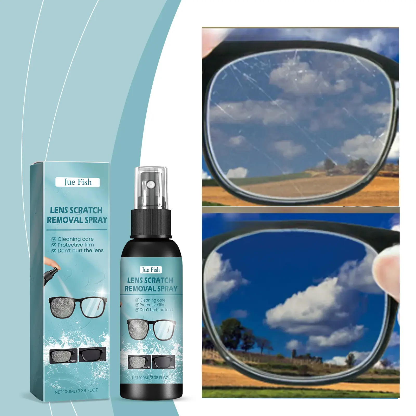 Lens Scratch Remover Liquid Glass Cleaner - 3-Year Shelf Life Household Cleaner with EDTA Disodium, Sodium Hydroxide for Glasses Owners’ Scratch Removal, Scuff Treatment, Blurry Lens Refinishing