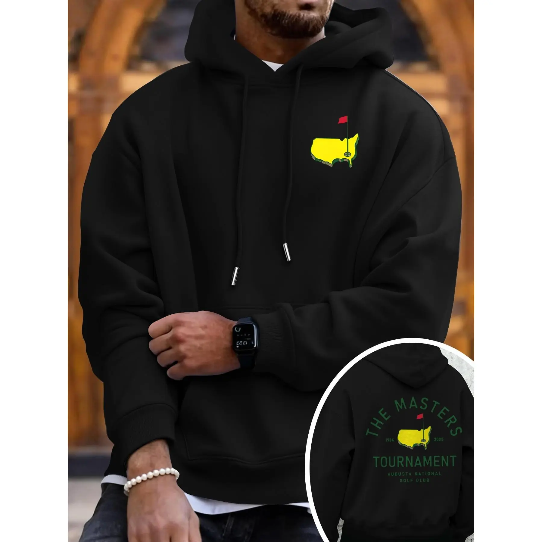 Unisex Fall Winter Golf Vintage 'the Masters' Printed Sweatshirt, Light Augusta Course Elements, Classic Event Design, Casual Wear, Graphic Printed Sweatshirt