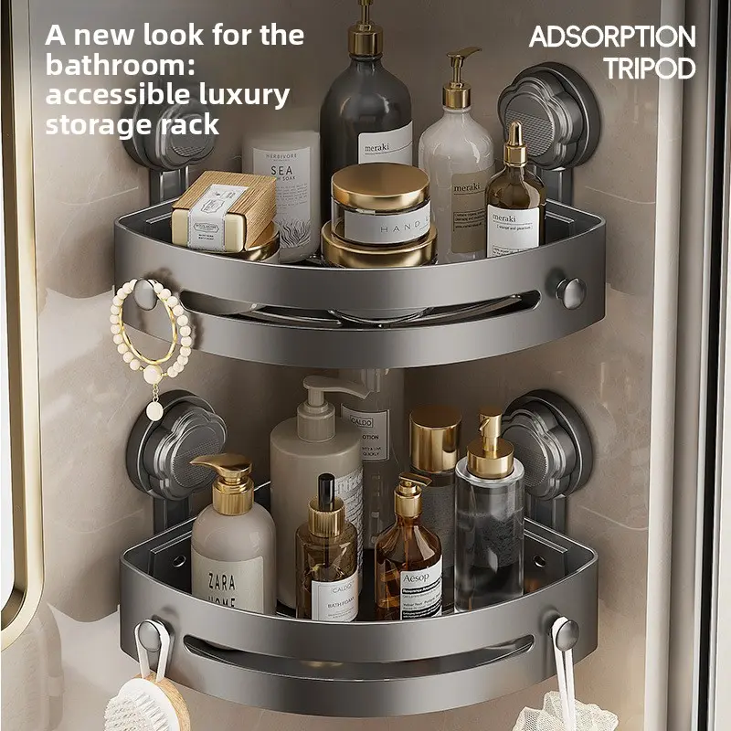 Suction cup non perforated triangular storage rack, bathroom storage rack, bathroom storage rack, bathroom towel rack