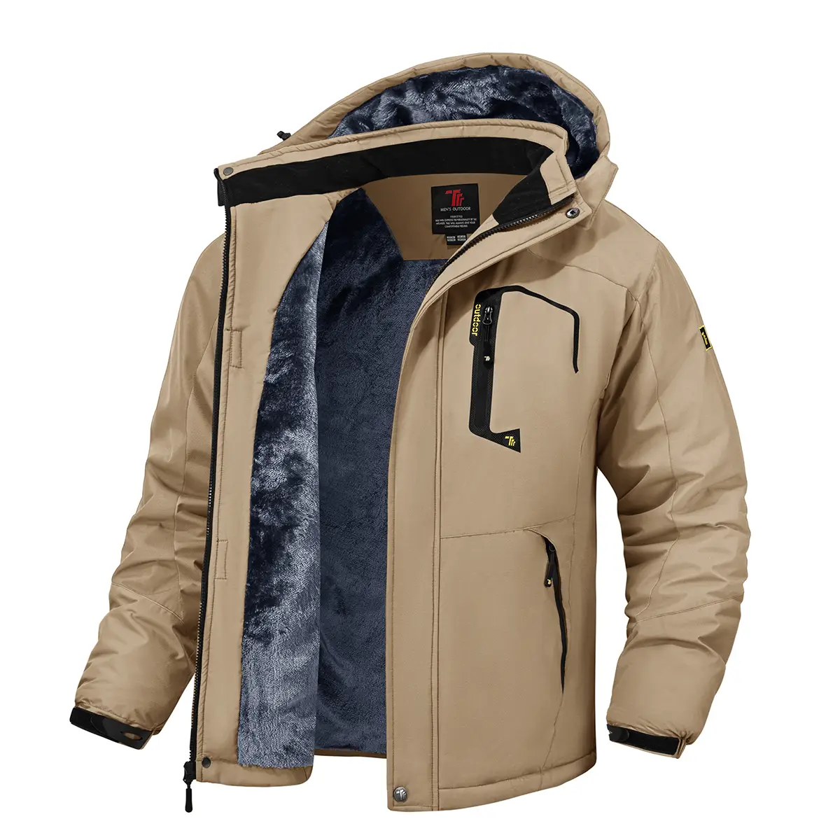 YSENTO Men's Waterproof Ski Snow Jacket 【Plus Size,S-XXXXL】Mountain Rain Jackets Fleece Outwear With Muti Pockets Winter Coat Outdoor Clothing Windbr