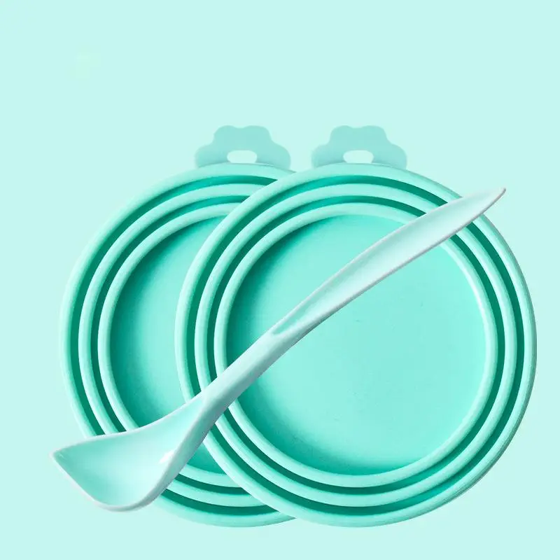 Cat Food Can Lid with Spoon, 1 Count Silicone Pet Food Jar Lid & Measuring Spoon, Pet Feeding Supplies, Cat Supplies Dog Supplies, Pet Products, Chris