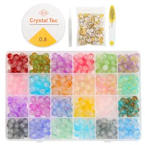 700 Pcs Glass Bead Making Kit - 8mm Beads with Spacer Beads, Equipped with Tweezers, Scissors, and Thread, A Must-have for Jewelry Making - Perfect for DIY Friendship Bracelets, Earrings, Necklaces