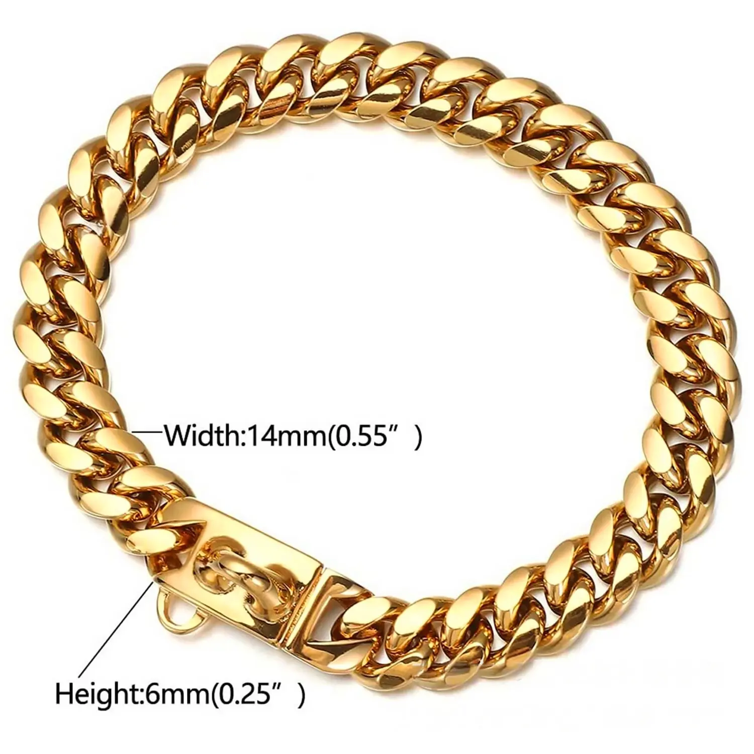 14mm Heavy duty waterproof cuban link Dog/Cat collar with stainless steel buckle 14mm Heavy duty waterproof cuban link Dog/Cat collar with stainless steel buckle